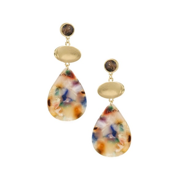 COLORFUL GOLDEN ACRYLIC DANGLING EARRINGS!! BNWT/NEVER USED!! ABSOLUTELY LOVE!! - Picture 3 of 7